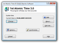 1st Atomic Time main window. You can access all program functions from this window. Click to enlarge...