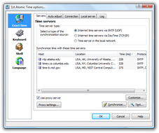 1st Atomic Time Options Dialog. Options are split into different sections. You may choose those sections on the left. Click to enlarge...